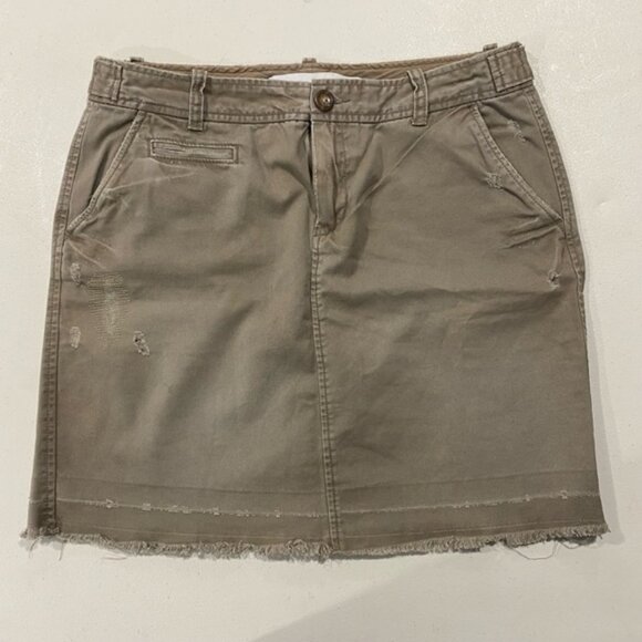 Old Navy Distressed Cotton Mini Skirt, Beige, Size 8 - Picture 1 of 12